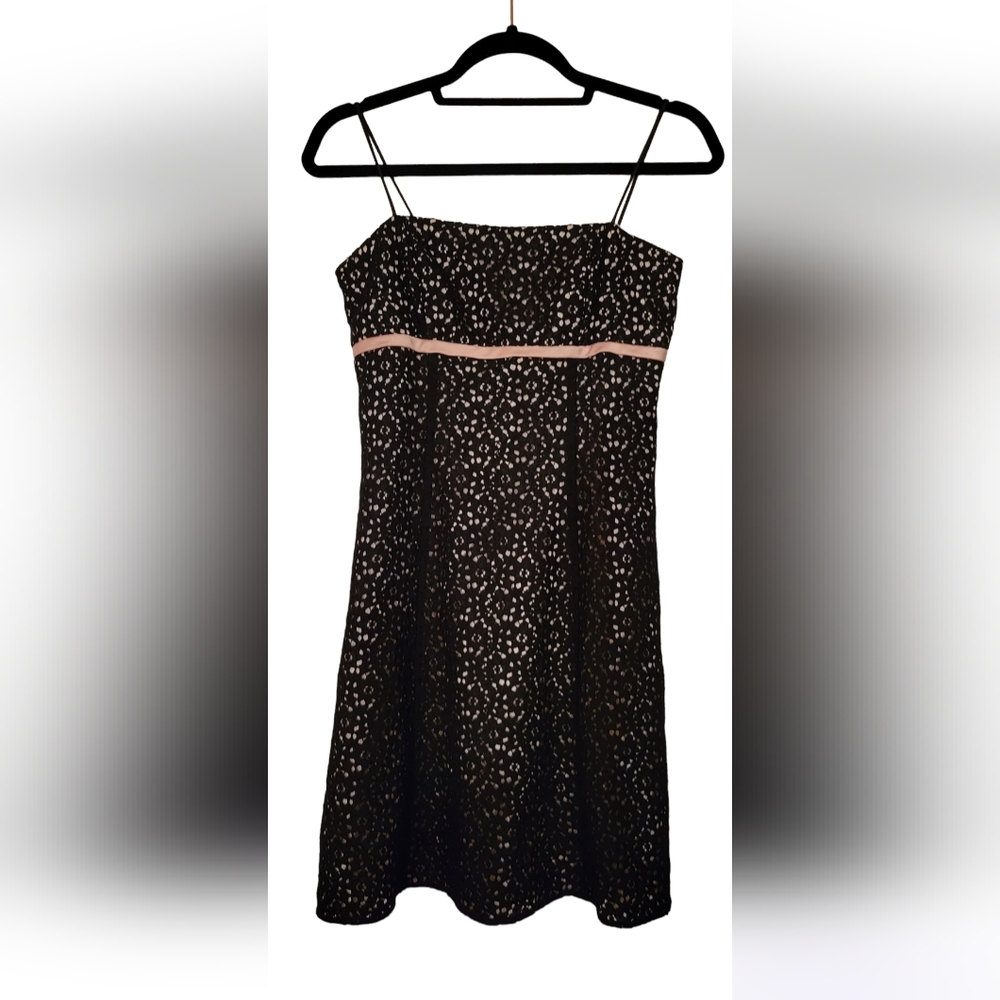 BETSY & ADAM BLACK LACE OVERLAY DRESS